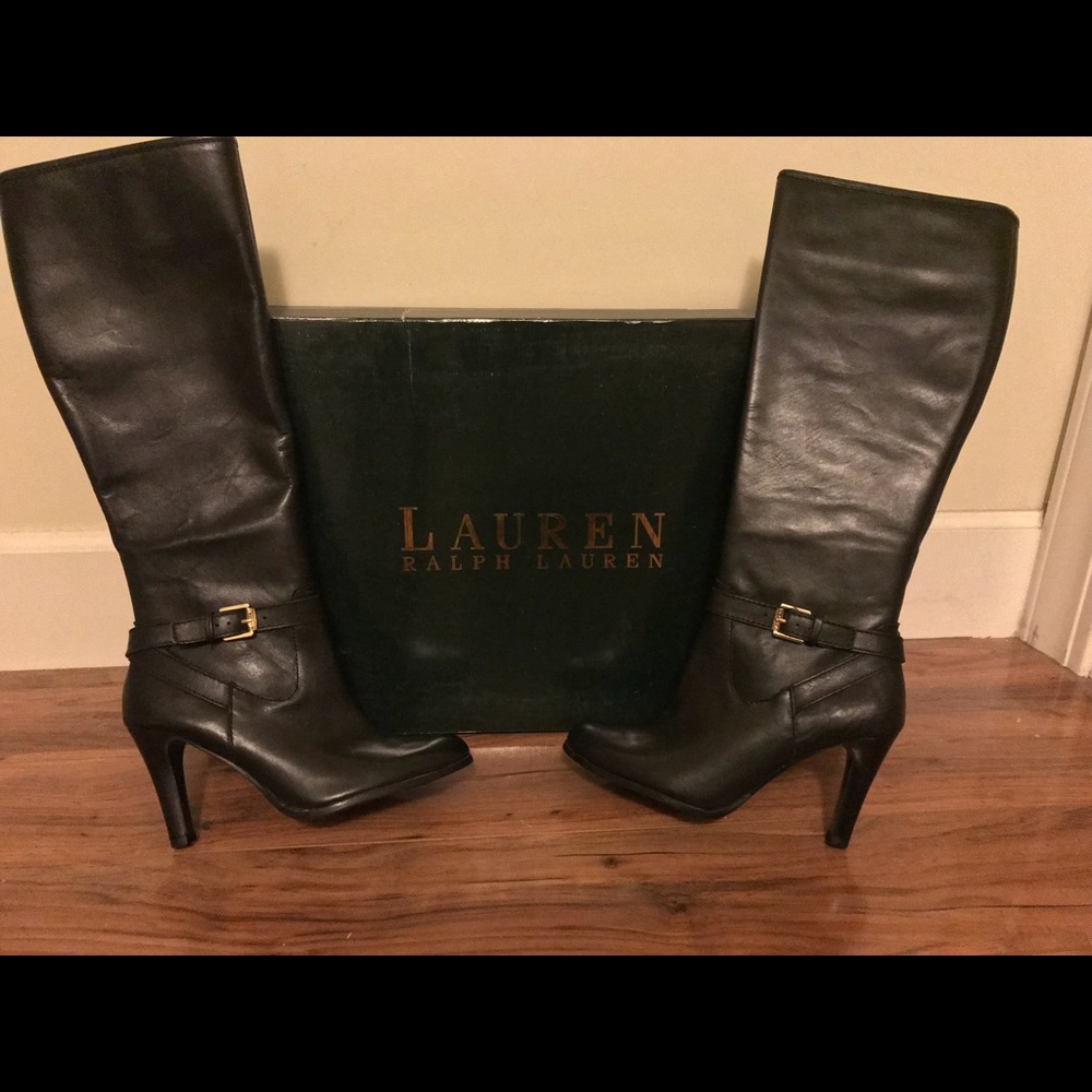 Ralph Lauren Black Calf High Heel Boots